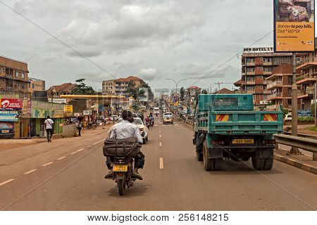 Kampala, Uganda - April 25, 2017: Entebbe Road The Entebbe Road Is The Highway To Entebbe. This Road