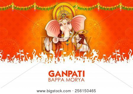 Illustration Of Lord Ganpati Background For Ganesh Chaturthi Festival Of India