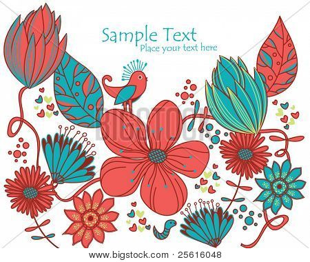 Varrat nélküli virágmintás madár