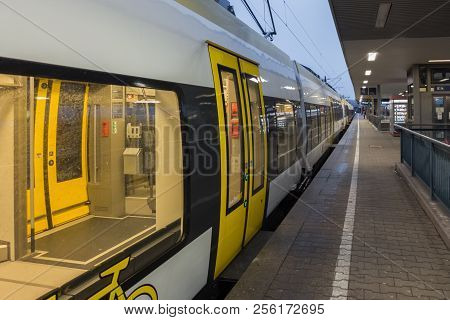 Boeblingen,germany - January 19,2018: Train Station This Is A New,modern Train For Rides In Baden-wu