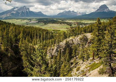 Crowsnest Pass Mountains From Blairmore, Southern Canada