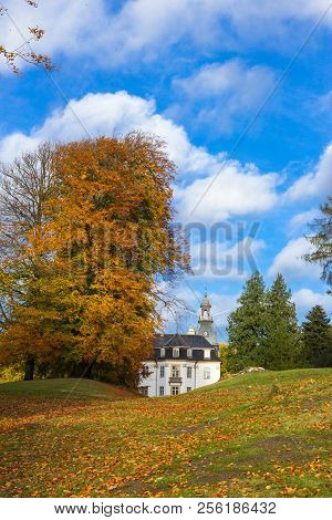 Golden Autumn Park Near Charlottenlund Palace, North Of Copenhagen