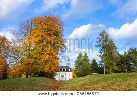 Golden Autumn Park Near Charlottenlund Palace, North Of Copenhagen