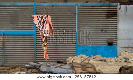 Germany, Giessen - April 28, 2018: : The Message From The Old Factory Gets Deep Inside Your Mind
