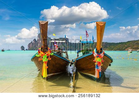 Traditional Thai Boat On Phi Phi Don