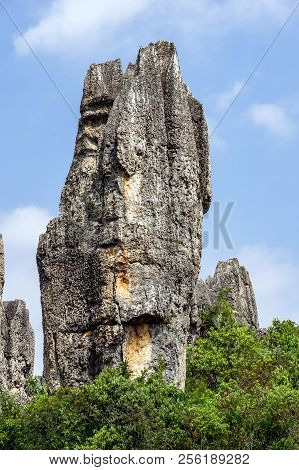 Shilin Stone Forest, Yunnan Province - China. The Stone Forest Or Shilin Is A Notable Set Of Limesto