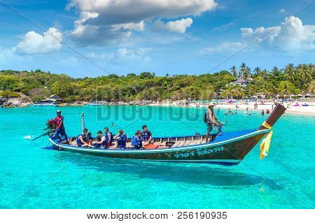 Racha, Thailand - March 21, 2018: Racha (raya) Resort Island Near Phuket Island, Thailand In A Summe