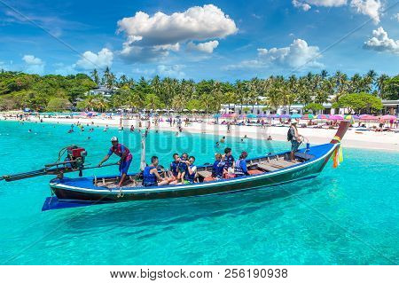 Racha, Thailand - March 21, 2018: Racha (raya) Resort Island Near Phuket Island, Thailand In A Summe