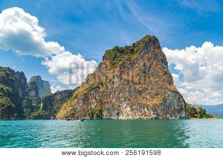 Beautiful Nature At Cheow Lan Lake, Ratchaprapha Dam, Khao Sok National Park In Thailand In A Summer
