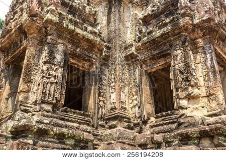 Thommanon Temple Ruins Is Khmer Ancient Temple In Complex Angkor Wat In Siem Reap, Cambodia In A Sum