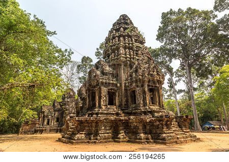 Thommanon Temple Ruins Is Khmer Ancient Temple In Complex Angkor Wat In Siem Reap, Cambodia In A Sum
