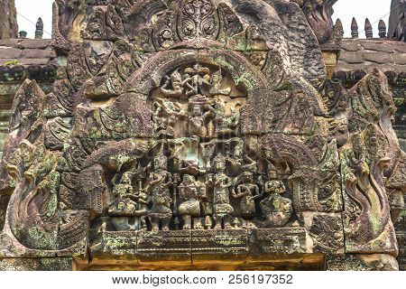 Banteay Samre Temple In Complex Angkor Wat In Siem Reap, Cambodia In A Summer Day