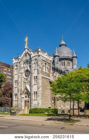 Montreal, Canada - June 22,2018 - View At The Church Of Notre Dame De Lourdes In Montreal. Some Of T