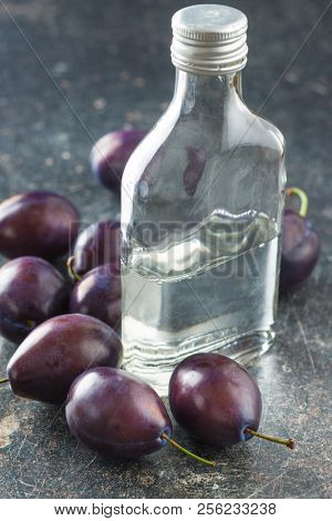 Plum brandy and plums. Tasty slivovitz.