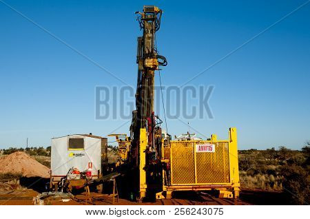 Leinster, Australia - May 16, 2018: Exploration Drilling In The Outback By Ausdrill Company Founded 
