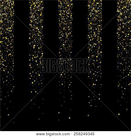 Vector Gold Stars Confetti, Christmas Celebration Background. Vip Premium New Year, Birthday Party D