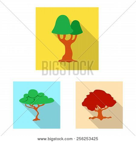 Vector Illustration Of Tree And Nature Icon. Collection Of Tree And Crown Vector Icon For Stock.
