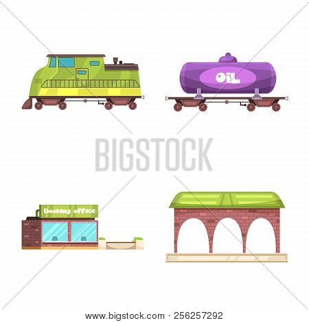 Vector Illustration Of Train And Station Logo. Set Of Train And Ticket Stock Symbol For Web.