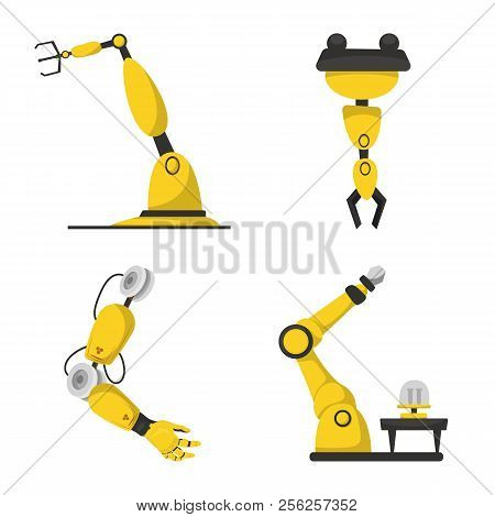 Isolated Object Of Robot And Factory Logo. Collection Of Robot And Space Vector Icon For Stock.