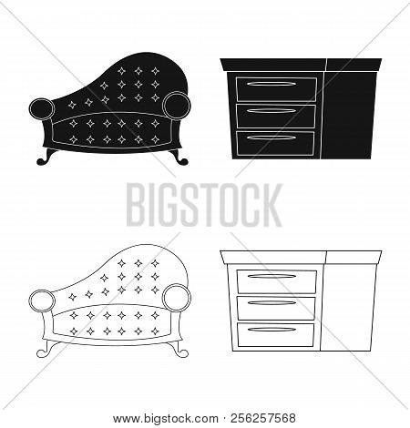 Isolated Object Of Furniture And Apartment Logo. Set Of Furniture And Home Vector Icon For Stock.