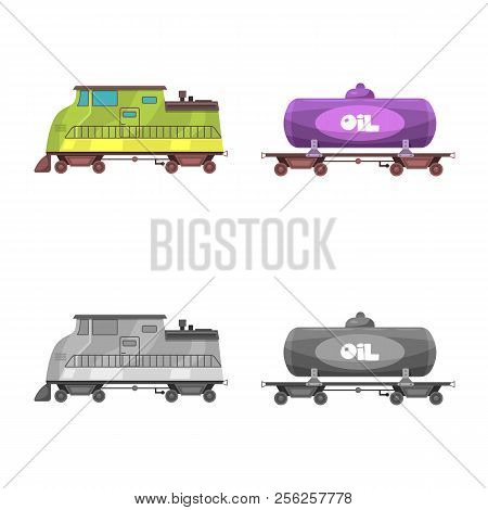 Vector Illustration Of Train And Station Sign. Set Of Train And Ticket Stock Symbol For Web.