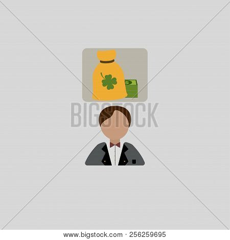 Businessman Dreaming About Money. Vector Illustration. Eps 10.