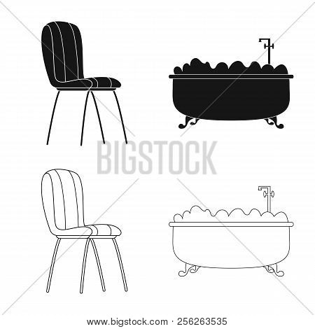 Vector Illustration Of Furniture And Apartment Symbol. Set Of Furniture And Home Stock Vector Illust