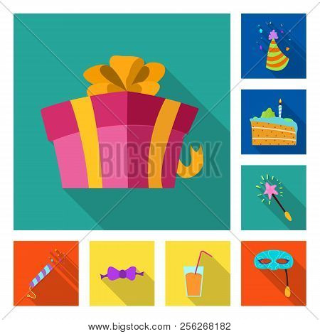 Vector Illustration Of Party And Birthday Symbol. Collection Of Party And Celebration Stock Symbol F