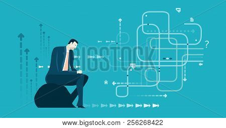 Businessman Puzzeled With Making Solution. Business Concept Illustration