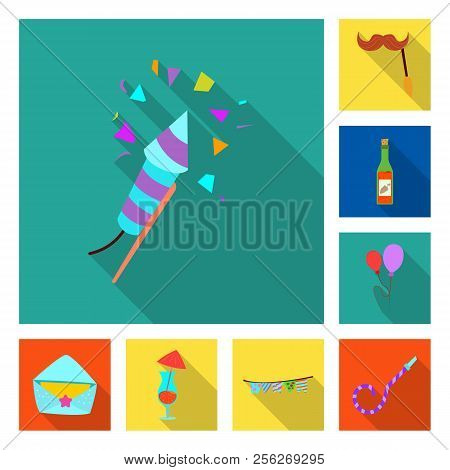 Vector Illustration Of Party And Birthday Logo. Set Of Party And Celebration Vector Icon For Stock.