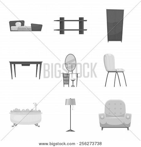 Vector Design Of Furniture And Apartment Sign. Set Of Furniture And Home Vector Icon For Stock.
