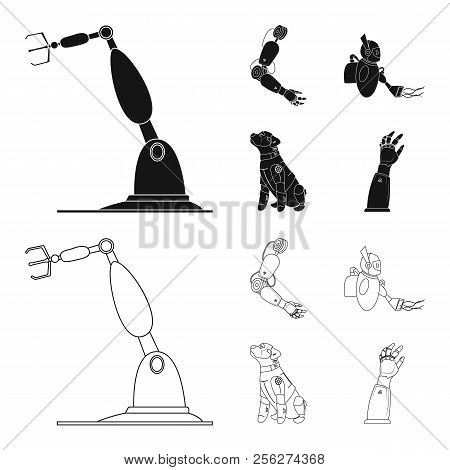 Vector Illustration Of Robot And Factory Icon. Set Of Robot And Space Vector Icon For Stock.