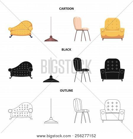 Vector Illustration Of Furniture And Apartment Sign. Collection Of Furniture And Home Stock Symbol F