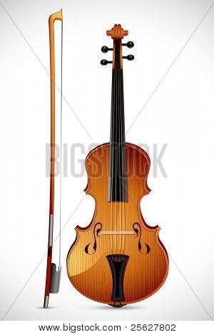 illustrazione del violino in legno con bastone su sfondo astratto