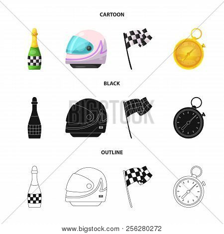 Vector Illustration Of Car And Rally Sign. Set Of Car And Race Stock Vector Illustration.