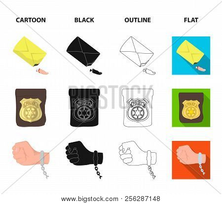 The Detective S Badge, The Handcuff On The Criminal S Hand, The Stump Of The Finger In The Bag, The 