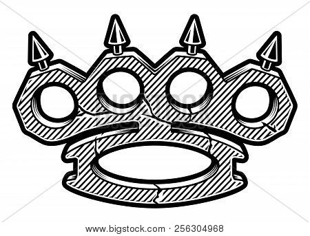 Black And White Illustration Of Brass Knuckles