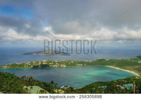 Aerial View Of Magens Bay. Magens Bay, A Tropical Paradise Dubbed As The Most Popular Beach In St Th