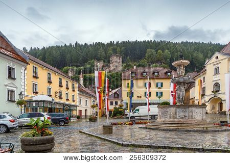 View Of Main Square And Castle Ruins, Friesach, Austria
