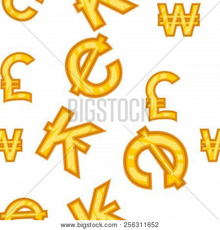 Currency Of Different Countries Pattern. Cartoon Illustration Of Currency Of Different Countries Pat