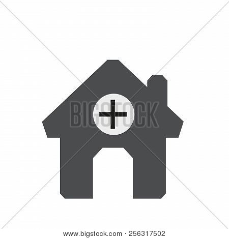 Hospital Icon, Vector Illustration Isolated On White Background.