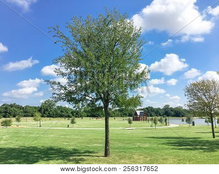Beautiful Lakeside Park With Community Pavilion In Coppell, Texas, Usa