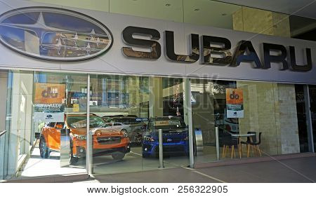 Sydney, Australia - May 23, 2018: Exterior Of Subaru Dealership In Sydney Cbd, The Automobile Manufa