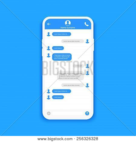 Chat Interface. Sms Messages. Speech Bubbles. Short Message Service Bubbles. Flat Interface Vector I