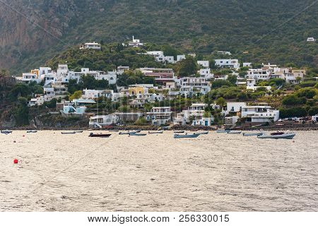 Boats Moored At The Panarea Island, Aeolian Islands, Italy