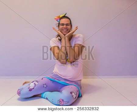 Lgbt Really Cute Transgender Girl Sitting A Sweet Pose
