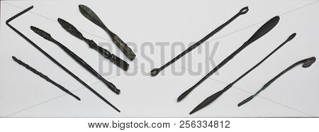 Merida, Spain - December 20th, 2017: Medical-surgery Roman Instrumental. Medicine In Ancient Rome At
