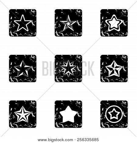 Types Of Stars Icons Set. Grunge Illustration Of 9 Types Of Stars Icons For Web