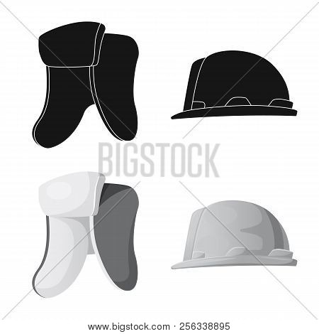 Vector Illustration Of Headwear And Cap Logo. Set Of Headwear And Accessory Vector Icon For Stock.