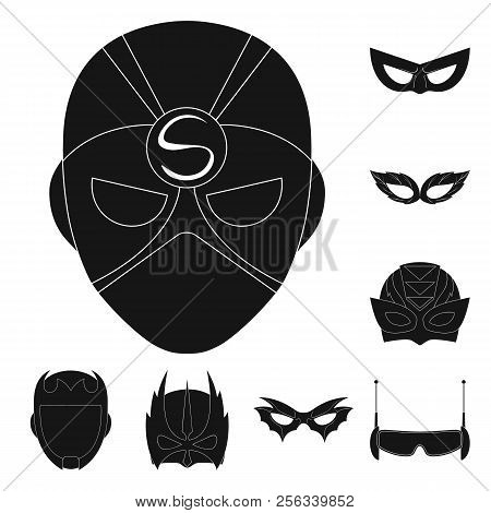 Isolated Object Of Hero And Mask Logo. Set Of Hero And Superhero Vector Icon For Stock.